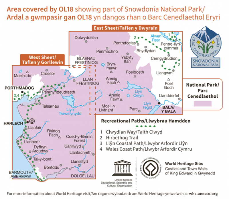 OS Explorer Map OL18 - Harlech Porthmadog and Bala-2